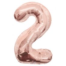 Folienballon Zahl 2 rose gold