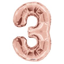 Folienballon Zahl 3 rose gold