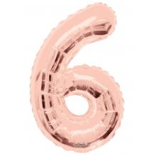 Folienballon Zahl 6 rose gold