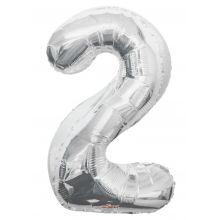 Folienballon Zahl 2, silber