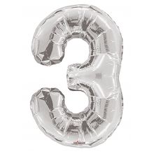 Folienballon Zahl 3, silber