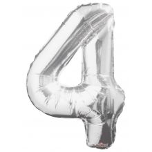 Folienballon Zahl 4, silber