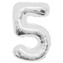 Folienballon Zahl 5, silber