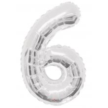 Folienballon Zahl 6, silber
