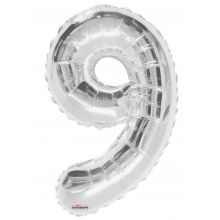 Folienballon Zahl 9, silber