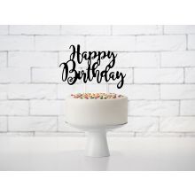 Caketopper Happy Birthday schwarz