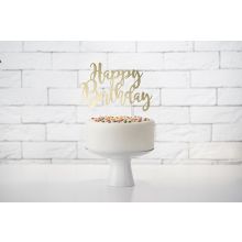 Caketopper Happy Birthday gold