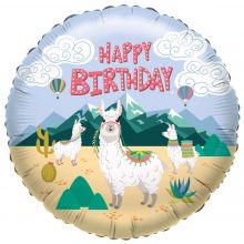 Folienballon "Happy Birthday" Lama